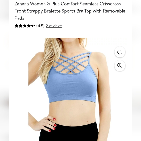 Zenana: NIB, +Size, Seamless Crisscross Front Bra top w/Removable pads, GREEN 💚 - Picture 7 of 12